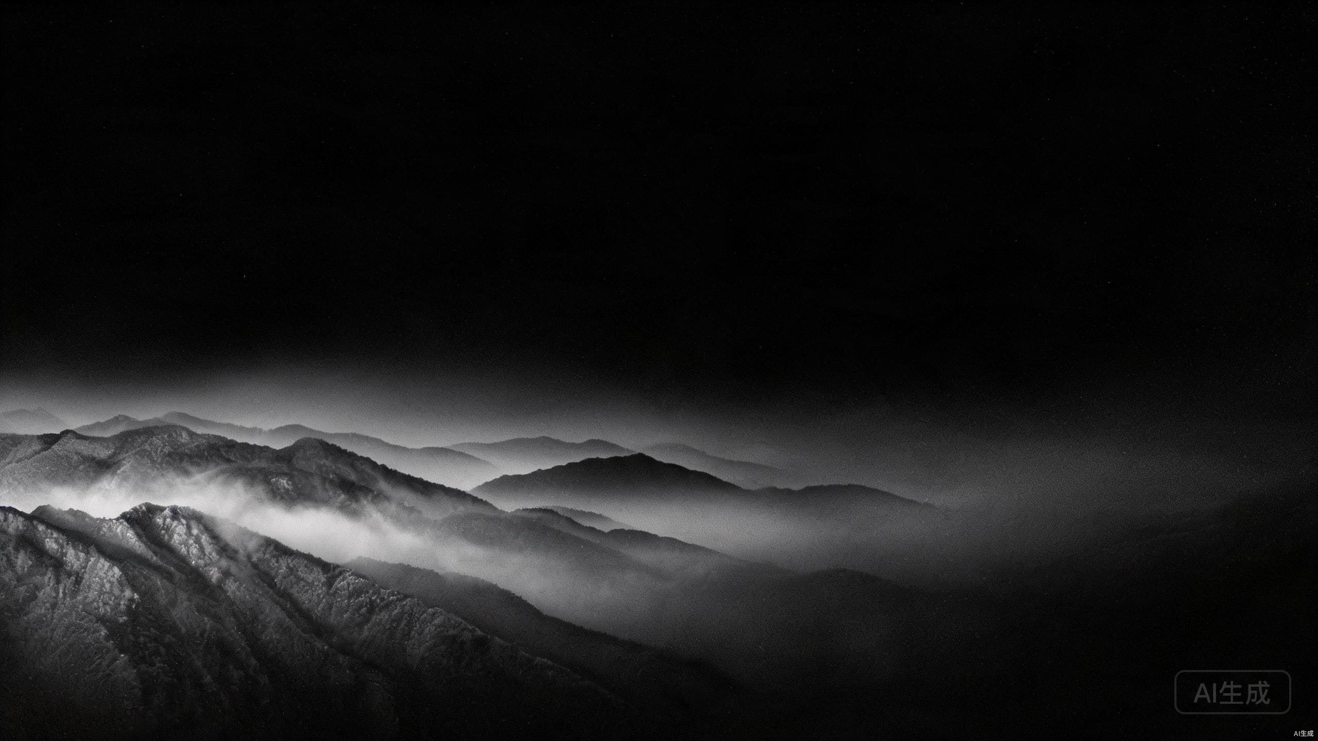 黑白雾中山脊